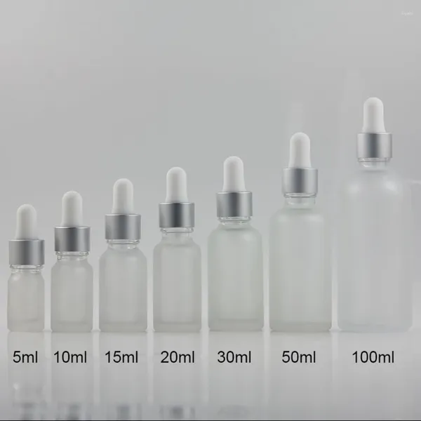 Lagerflaschen 5 ml Mini nachfüllbarer leerer Make -up -Glasflasche mit Augentropper ätherisch Öl Flüssigkeit Frosted