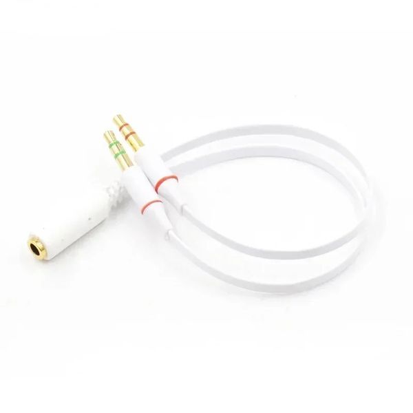 Novo adaptador TRRS de 3,5 mm 2 machos 1 fêmea mini 3,5 mm Jack de 4 pinos Splitter Splitter Audio Microfone de cabo plano