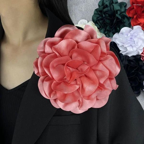 Broschen große Blumenbrosche Mode Französisch 19cm Abzeichen Satin Ziernadel