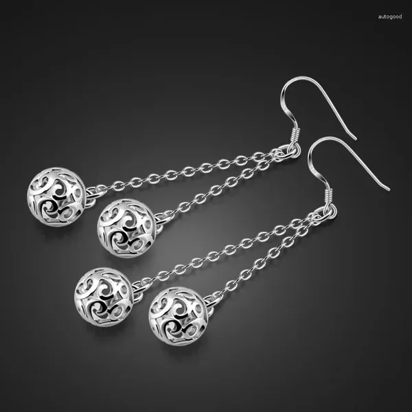 Orecchini a pennagliera Modello femmina Etnico Modello 925 Sterling Silver Hollow Ball Design Design Solid Ladies Charm Gioielli