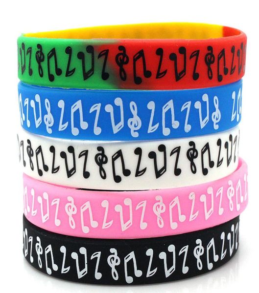 50pc New Design Classic Logo Music Note Bracciale al polso in silicone per Student Multicolor 9003794