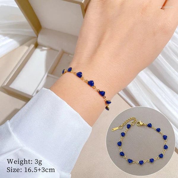 Связанная браслетская пленка сталь стальная богемная овальная кристалл синий камень браслет золотой цепь для женщин мужские молитвенные украшения