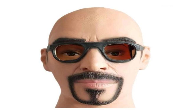 Máscaras de festa, homem artificial, máscara de látex capuz de capital de cabeça barba disfarce de disfarce de traje de shalloween silicone realista masculino real3172729