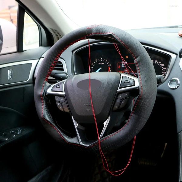 Крышка рулевого колеса DIY CAR Cover Artificific Leather на иглах нить 38-40 см прочные автомобильные покрытия