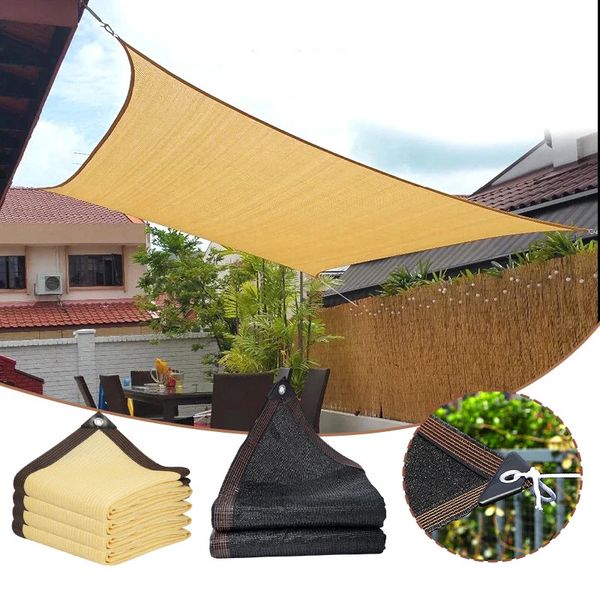 Beige Sun Shade Net Garden Patio Ombra in tessuto HDPE Tessuto bordo registrato Copertura pianta succulenta Copertura pergola pergola Campeggio Balcone Gazebo 240425