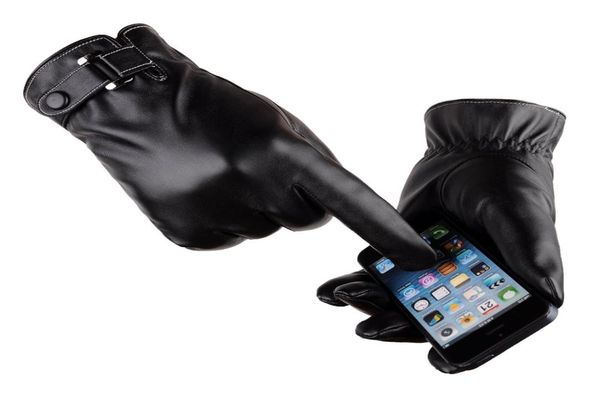 Männer Geschenksensitiven Touchscreen echte schwarze braune Lederhandschuhe wasserdichte Handschuh für 2852211