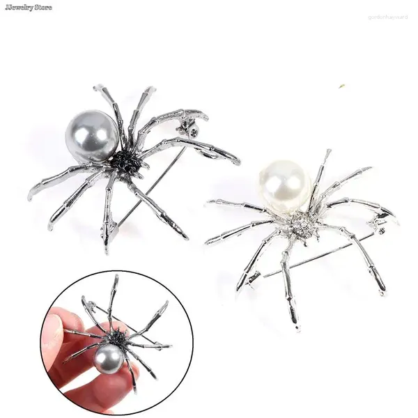 Broschen 1pc schwarze Spinnen Perle Insekt Brosche Frau Corsage Geschenke Männer Accessoires Koreanische Modepersönlichkeit Schmuck