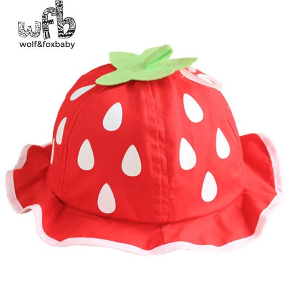 Retail 48-52 cm Round Child Strawberry Big Dot Fisherman Hat Hat Hat Summer Autunno Autunno Inverno 240428