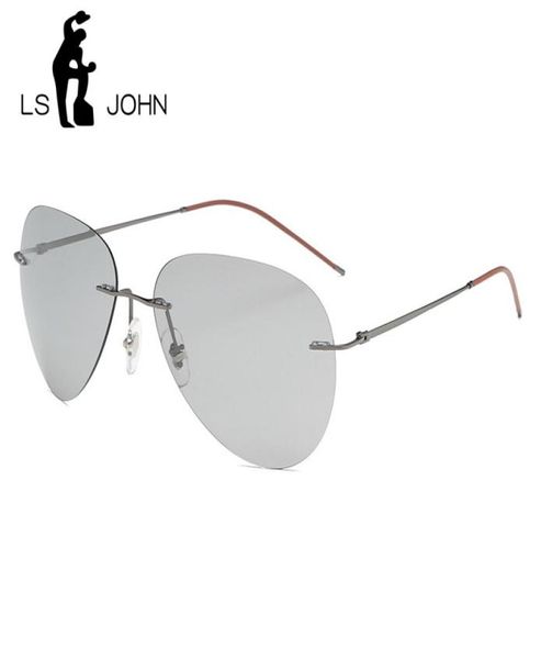 LS John Pilot Pochromic Polarized Sunglasses Men Men Designer Vintage Sultralight Rimless Titanium Sun Glasses для женщин Q01218949779