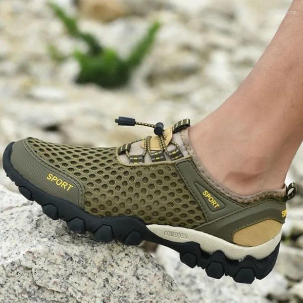 Sapatos casuais malha de malha masculina respirável tênis de outono escalada para caminhada ao ar livre praia descalça capatillas