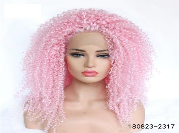 Ailin pembe afro kinky kıvırcık sentetik dantel ön remy peruk simülasyonu insan saçı yumuşak lacefront peruklar 1808232317886890