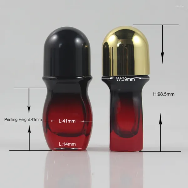 Bottiglie di stoccaggio gradiente rosso contenitore deodorante vuoto da 30 ml rullo di olio di bottiglia di vetro