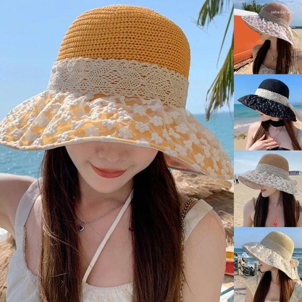 Beralar Nefes Alabilir Kovası Kova Şapkası Kız Çiçek İpliği Brims Plaj Plaj Gezisine Gezin