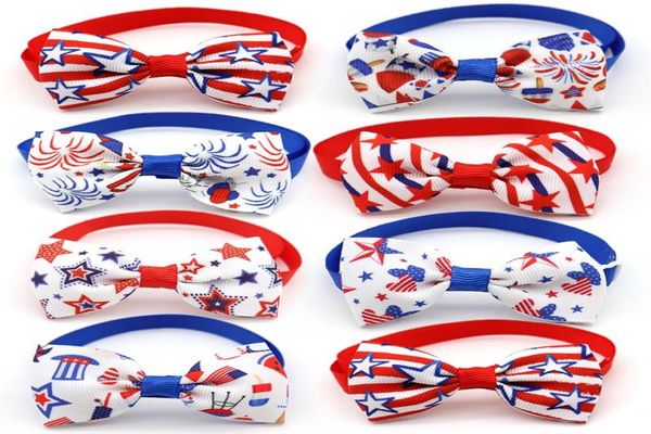 Hundekleidung 30 PCs 4. Juli USA Independence Day Pflege Katzenscheiben Rot weiß blaues Zubehör Haustier Bowtie Krawatte3213281