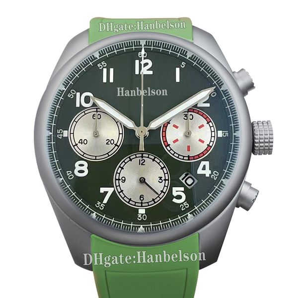 Green Man Watches Japan Miyota Movement Quartz Chronograph Owatch Casual Canda di guardia in pelle Cucciola pieghevole 46mm 6 Colori orologi