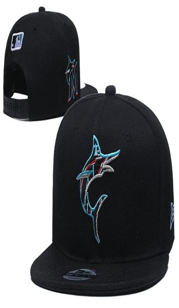 Novo 2020 Men039s Baseball Hats para Marlins Team Bordado logotipo de cartas Caps Brands Sport Flat Sport Ajustável HA6086331