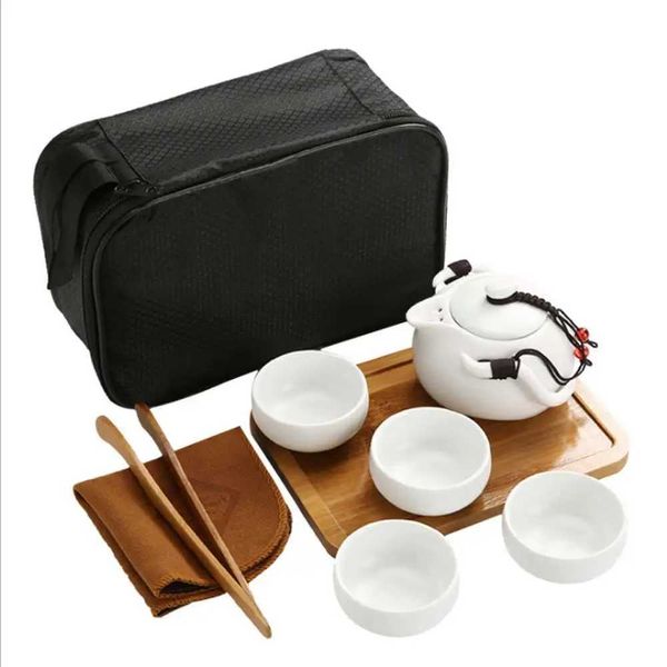 Conjuntos de chá de chá de chá chinês Conjunto de viagens de kung fu portátil xícaras portáteis de chá de decelana de porcelana Gaiwan