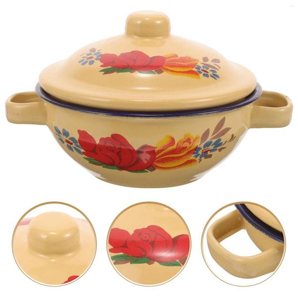 Geschirrsets Emaille Mixing Bowl Deckel Griff Vintage Chinese Obstbecken Retro Nudel Nudeln