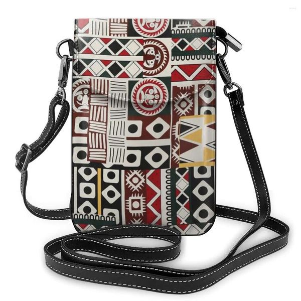 Bolsas de ombro pequenas Couro PU Crossbody Mini Bolsa de Impressão Geométrica Mulheres Phone Phone Pocket Bolsa Strap Slot Girls Slot Girls