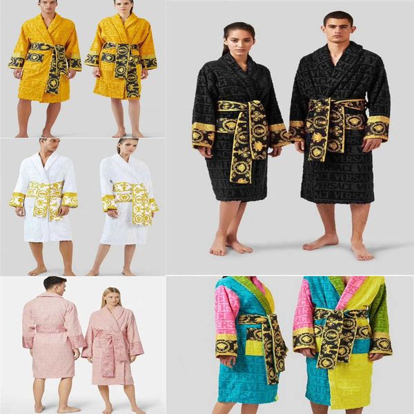 Herren Nachtwäsche Jacquard Nachtwäsche -Kleid Vintage -Robe mit Taillengürtel Damen Herren Winterbad Roben Dicke Dressingkleider 8 Farben KSD4