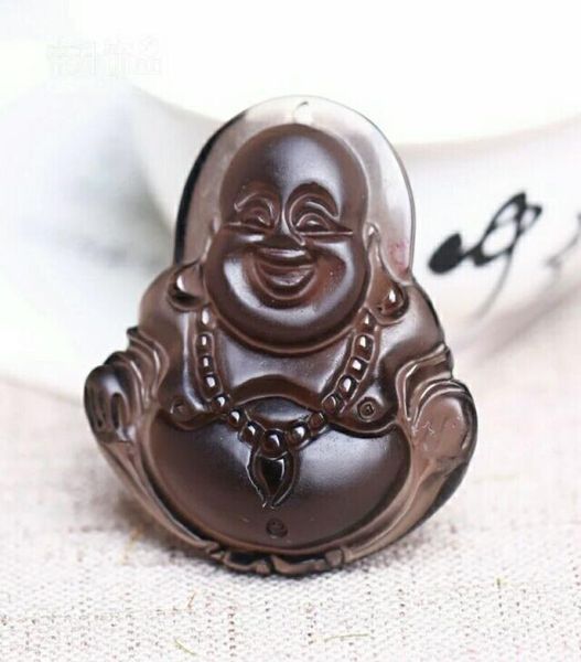 Natural Ice Obsidian Obsidian Pendant Maitreya Buddha Buddha Buddha Belly Ride di fronte a uomini e donne amanti del pendente2617282