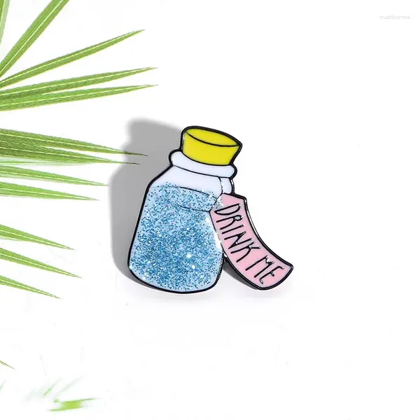 Бруши мультфильм синий дрейфующая бутылка эмалевые булавки на заказ блеск модная сумка для одежды для кнопки «Значок»