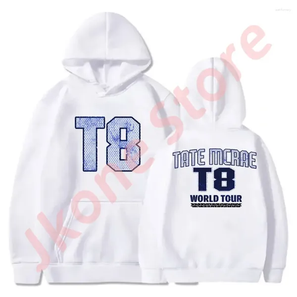 Con cappuccio maschile Tate McRae T8 Logo Pensa a World Tour Merch Cosplay da donna Fashion Streetwear Casual Streetwear casual