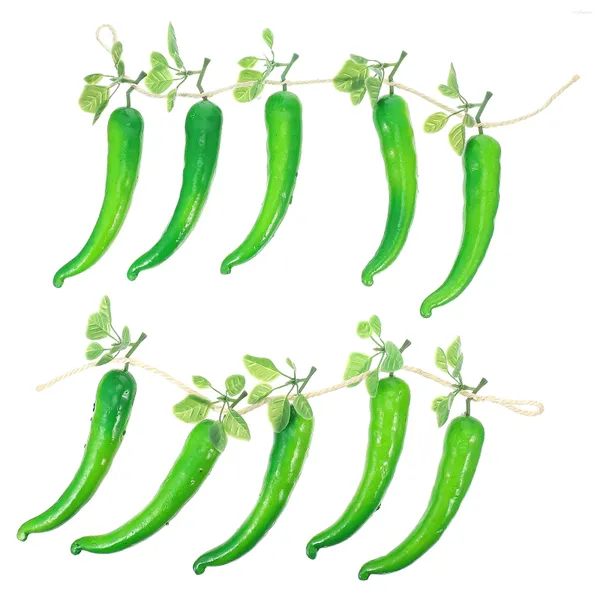 Fiori decorativi simulato pepe verde decorazioni vegetali artificiali appendendo peperoncino cuocere decorazioni simulazione peperoncini lunghi