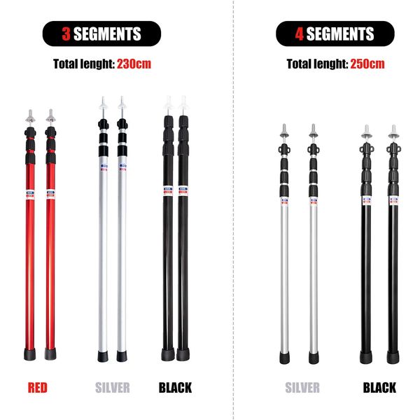 Verdicken Sie Aluminiumlegierung Zeltstange einstellbare Zeltstangen Stangen Strand Schutz für Planen Poles für Camping -Wanderzelt 240417