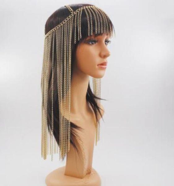 Cabelos de cabelo barrettes jóias de jóias de luxo de testa longa borla Cadeia de cabeça para mulheres Bling Crystal Band mtilayer Aessories 7926290