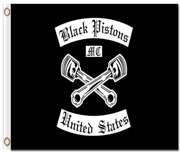 Цифровая печать Custom 3x5ft Black Pistons Motorcycle Club Flag 90x150CM Polyester One Cescenter Bikers Outlaw Banner8816491