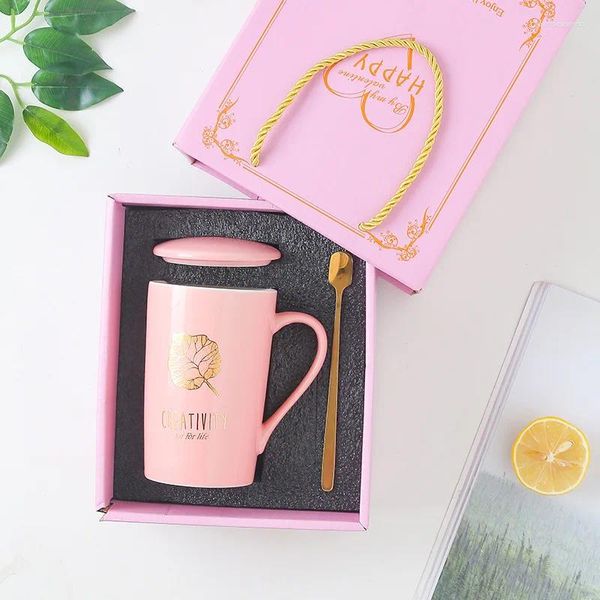 Becher Farbe Glasur Keramik Tasse Geschenkbox Set ein Paar Tassen Hochzeit süßer Kaffee und