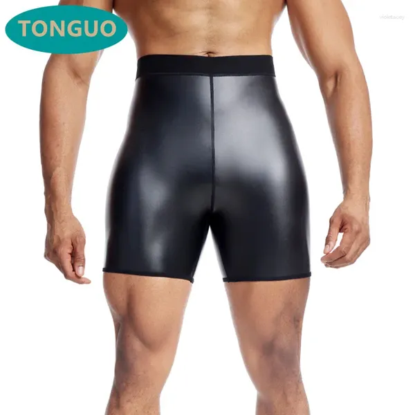 Мужские шорты из искусственных кожа мужской фитнес -брюки
