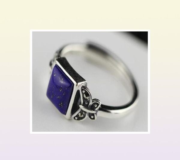 Frau S925 Sterling Silver Jewelry Einfache handgefertigte Lapis Lazuli Ring Eröffnung 74447684997347