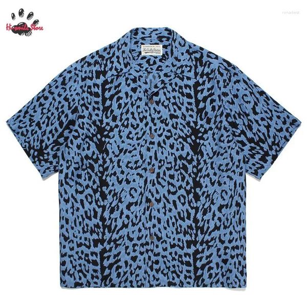 Camicie casual maschile leopardo classico classico stampa hawaiano wacko maria lapel uomini donne sciolte 2024 estate