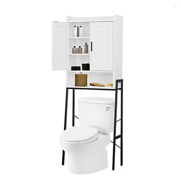 Scatole da stoccaggio Giaciglia per scaffali per bagno con porte con porte regolabili in legno in legno durevole mobile da toilette a parete rustica