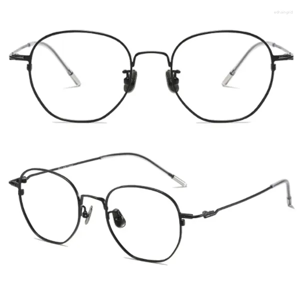 Occhiali da sole 2024 Fashion Vintage Big occhiali da uomo adatto a lenti molto miope Pure Plain Frame di titanio