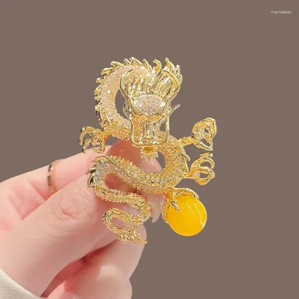 Broschen High -End -Chinesische Drache Zodiac Brosche Mode Kristall Strassabzeichen Schmuck Juwelenanpins Animal Corsage Luxulry Accessoires