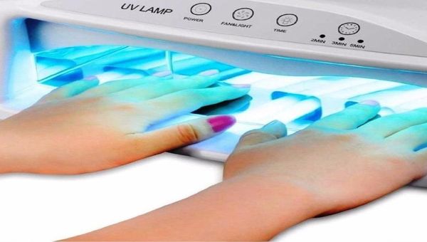 Lampada UV da 54 W asciugatrice per unghie con ventola e macchina elettrica per indurimento su gel unghie Strumento artistico UV Lampada per chiodi doppi Hands2326362