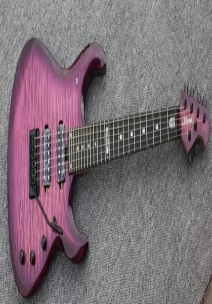 JPX personalizado 24 Frets Music Man Ernie Ball JohnPetrucci Purple Flame Maple Maple Top Guitar Licking Tremolo Bridge Black Hardware5867679