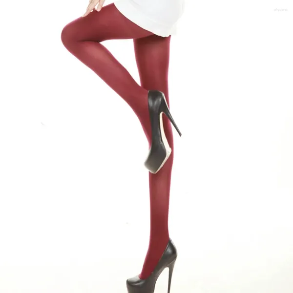 Donne calzini pieni sexy vino rosso collant opaco collant primaverili di nylon calze senza cuciture