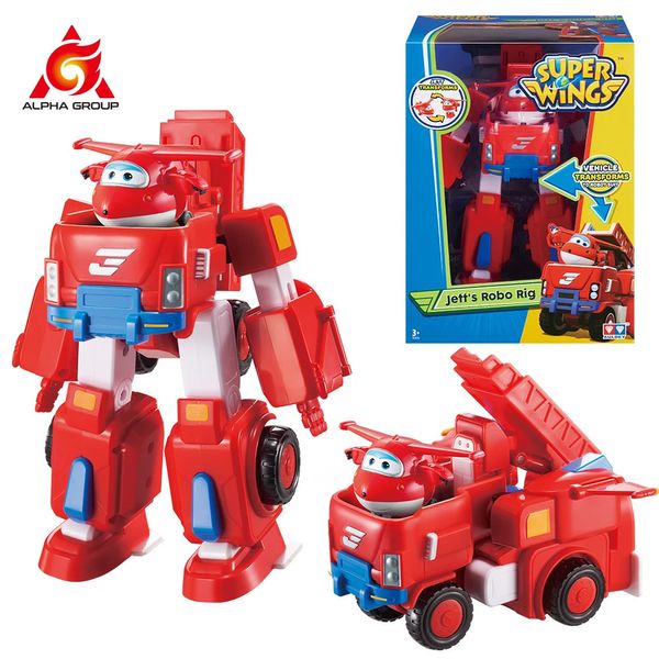 Super Wings 7 Robôs Conjunto de transformar veículo com 2 ação de deformação Figura robô transformando o jogo de aniversário de brinquedo de brinquedo 240420