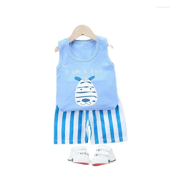 Kleidungssets Sommer niedliche Cartoon 2pcs Kinder Baby Jungen Anzüge Mädchen Weste Top Shorts Hosen Set Kleidung Kinder Pyjamas