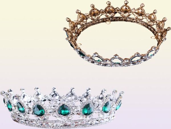 2017 Green Crystal Gold Color Chic Real Royal Regal Stristos brilhantes e coroas Concurso de Bridal Quinceanera Tiaras C181120015773018