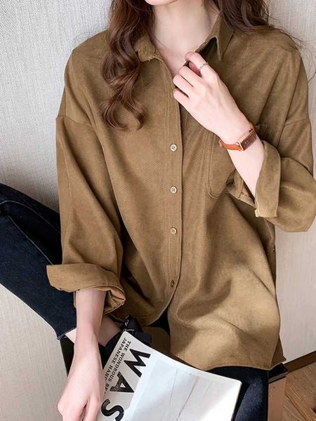 T-shirt femminile plus size camicia coreana da ufficio a maniche lunghe indossare camicia da donna autunnale abito inverno elegante camicia da donna 2405