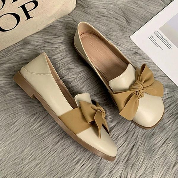 Повседневная обувь 2024 Весна Осенняя Женщина Flat Sole Single British Style Fashion Microfiber Leather Women's Caneaal Lofers