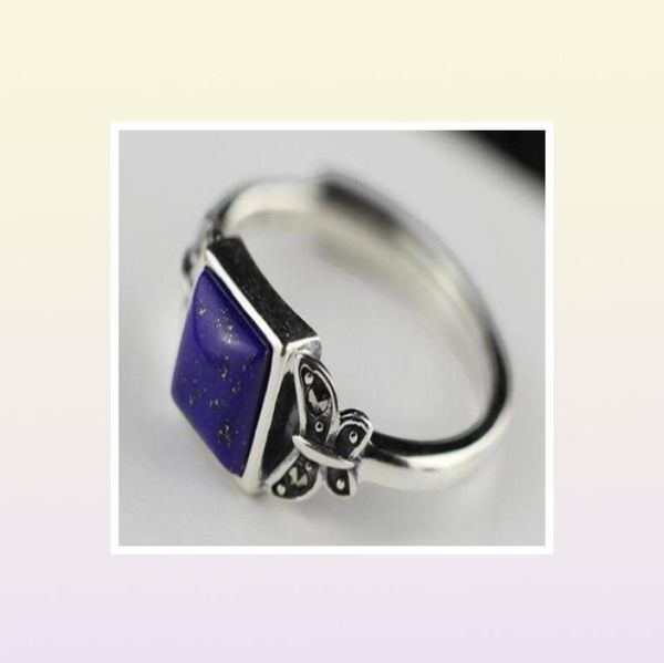 Frau S925 Sterling Silver Jewelry Einfache handgefertigte Lapis Lazuli Ring Eröffnung 74447683375441
