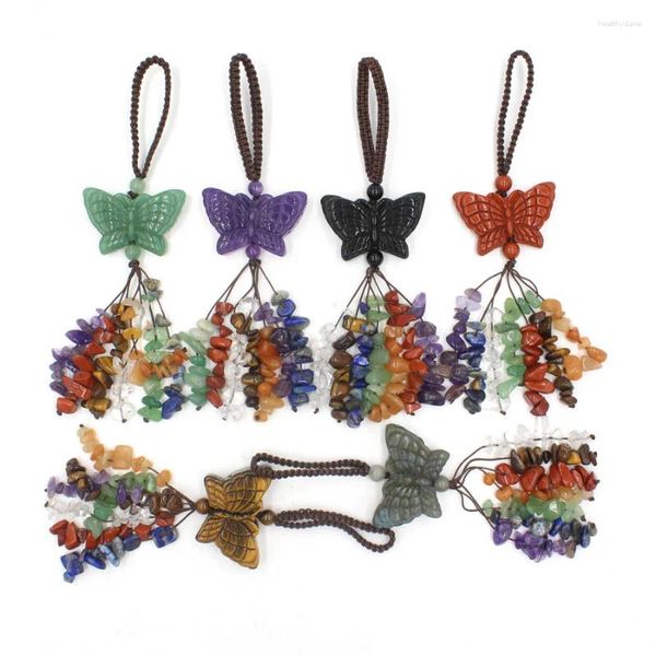 Colares pendentes Butterfly 7 Chakra Quartz Chain Pingentes