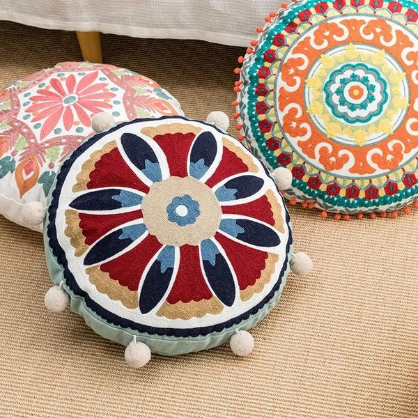 Cuscino in stile marocco rotondo throwcase cuscino palla artigianale nappa mandala cotone pavimento arredamento soggiorno