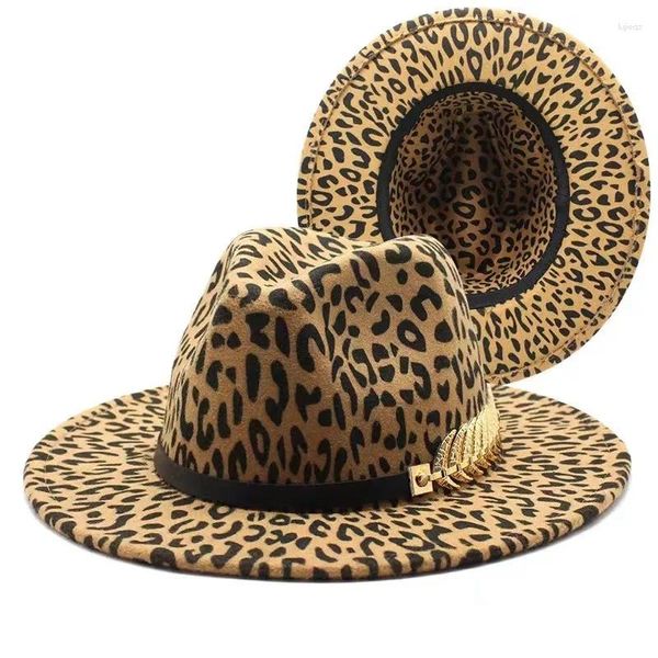 Berets 2024 Winter Fedora Hüte für Frauen Mode flach breit Schwarm Panama Wolle Filz Jazz Männer Leopard Goth Top Hochzeit Hut